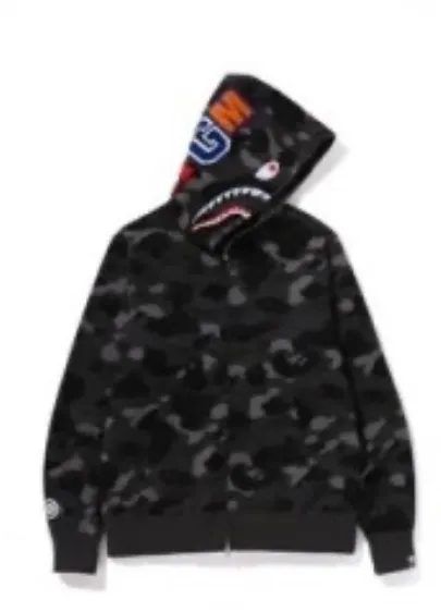 베이프 컬러 카모 샤크 풀 집업 후드