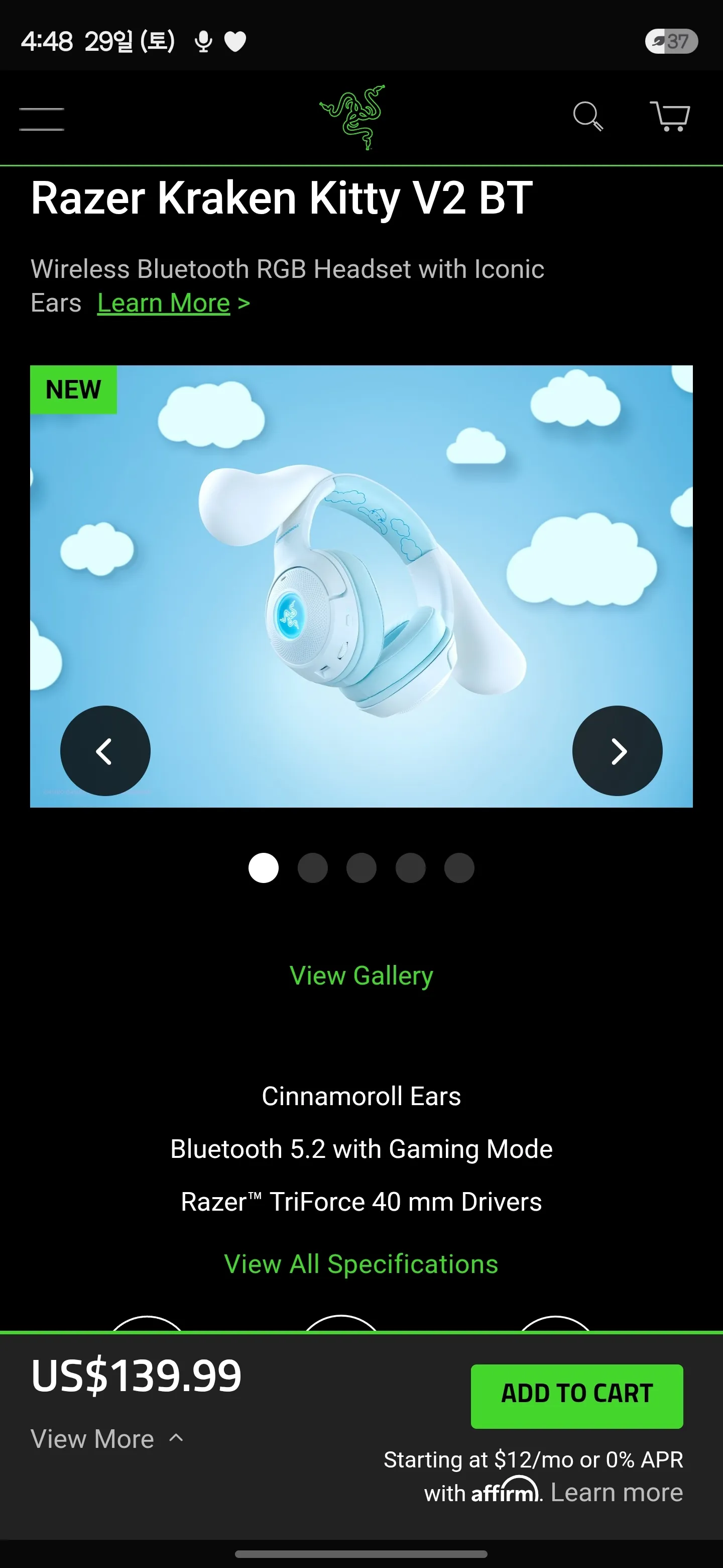 Razer Kraken Kitty V2 BT - Cinnamoroll Edition