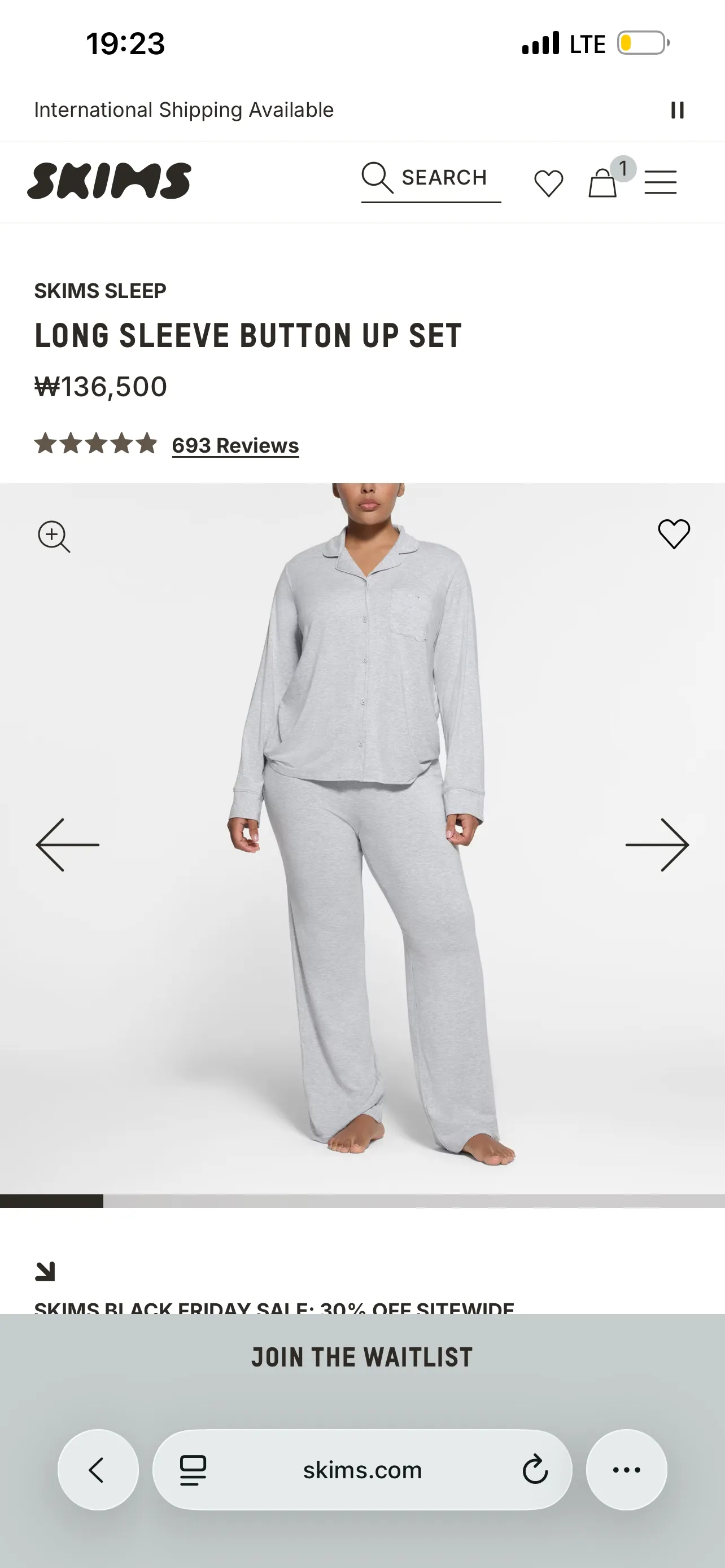 SKIMS LONG SLEEVE BUTTON UP SET