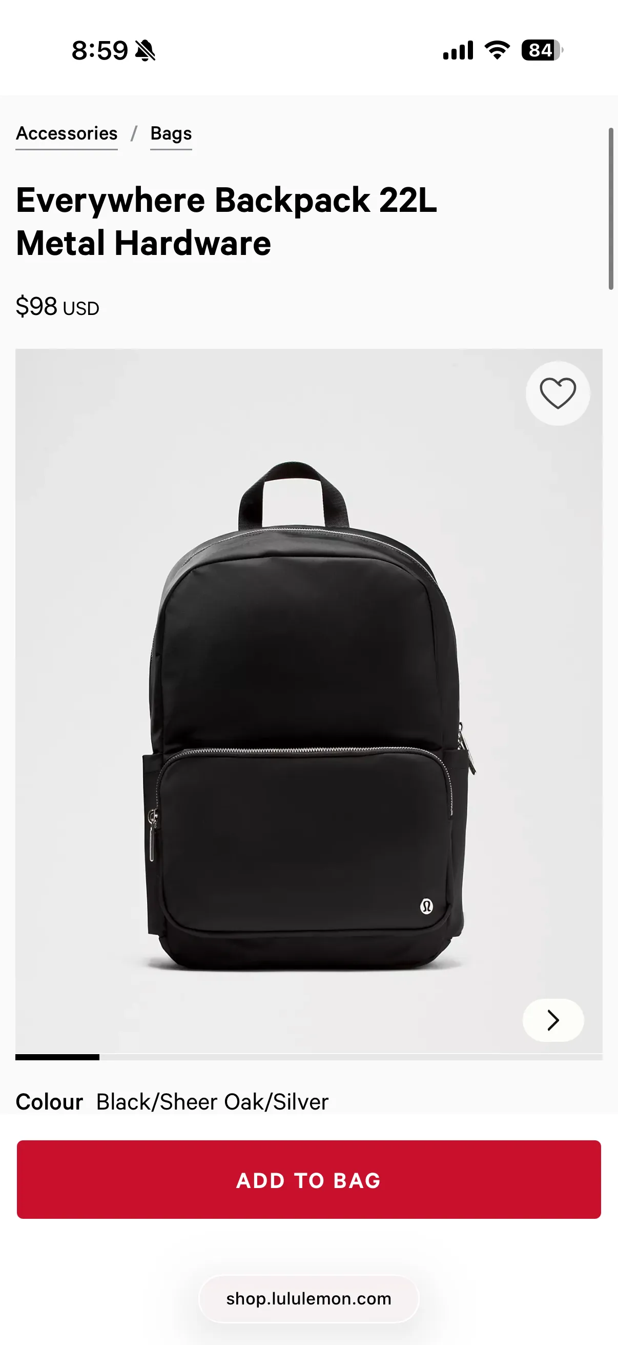 룰루레몬 everywhere backpack 22l metal hardware