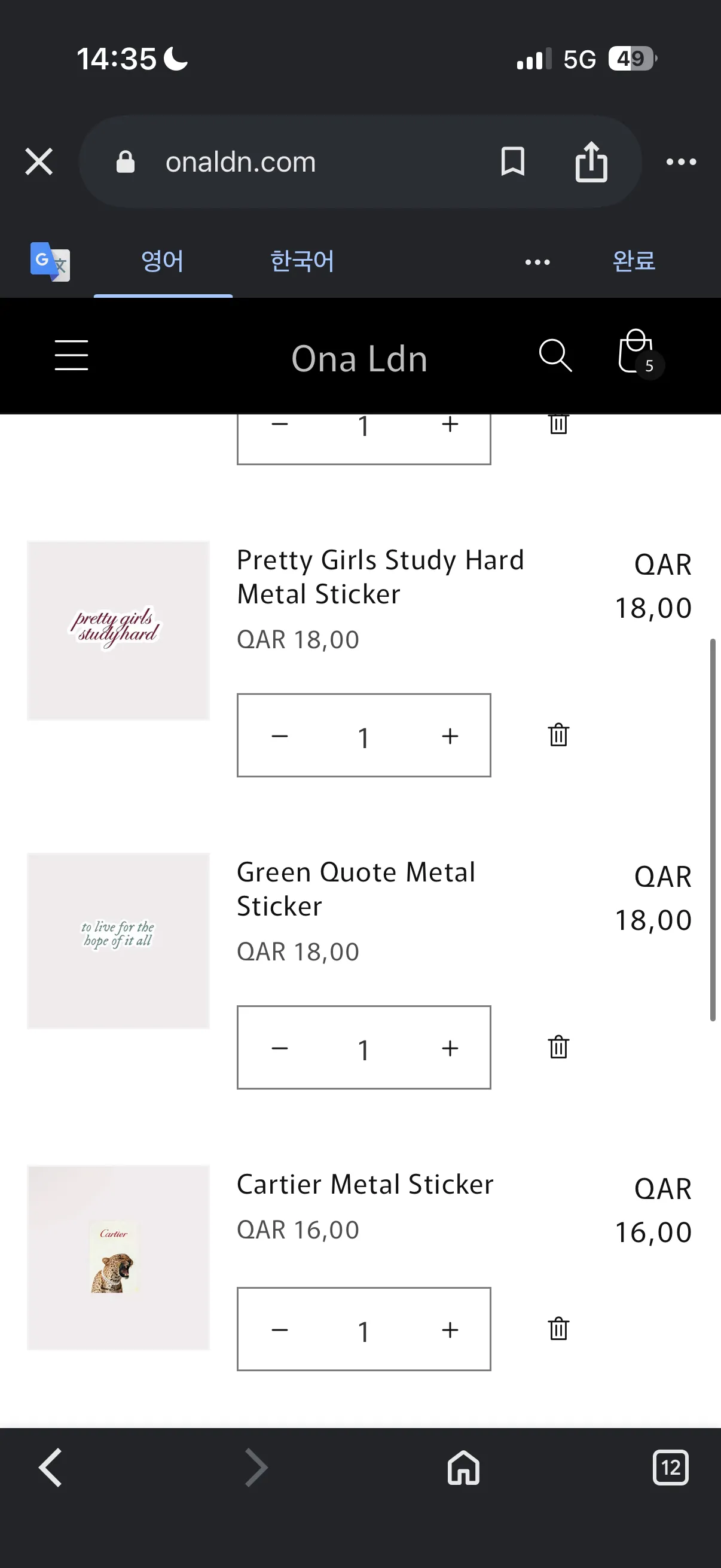 Ona Ldn metal stickers