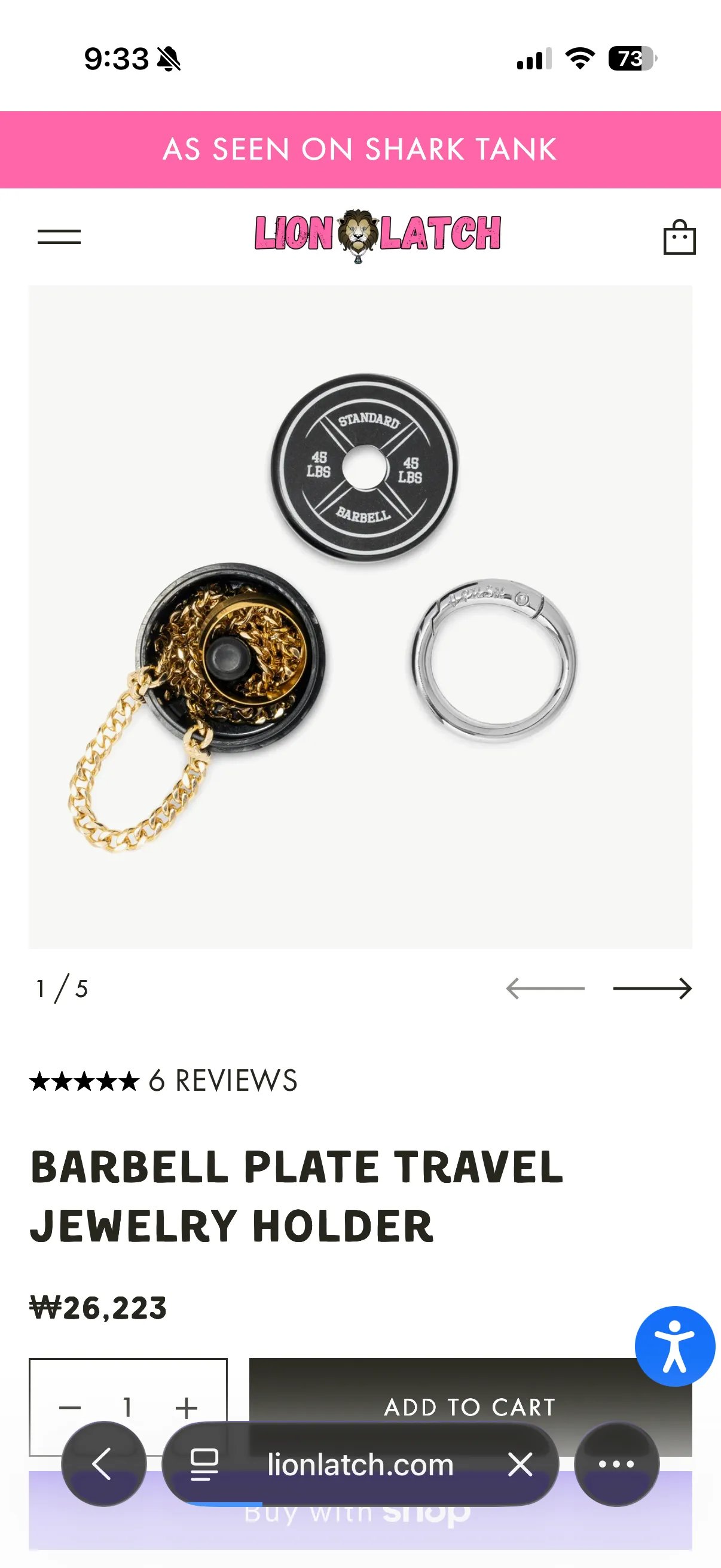 Lion Latch barbell plate travel jewelry holder
