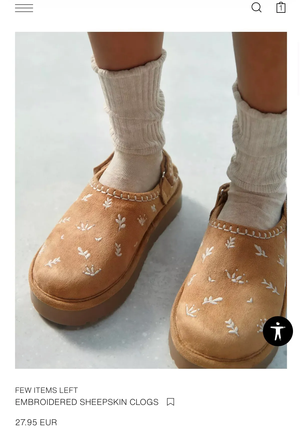 zara EMBROIDERED SHEEPSKIN CLOGS