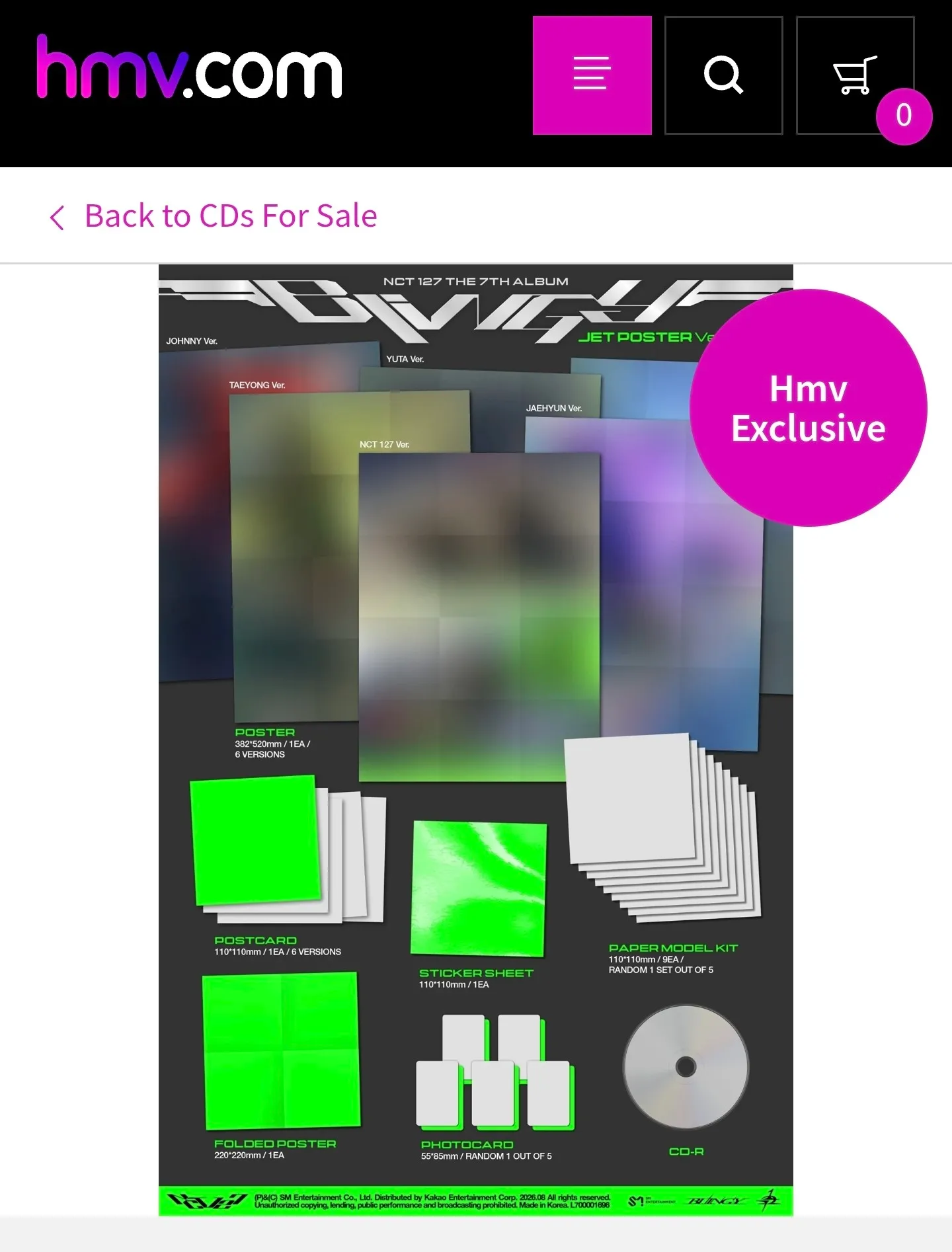 NCT127 The 7th Album BLINGY hmv Exclusive