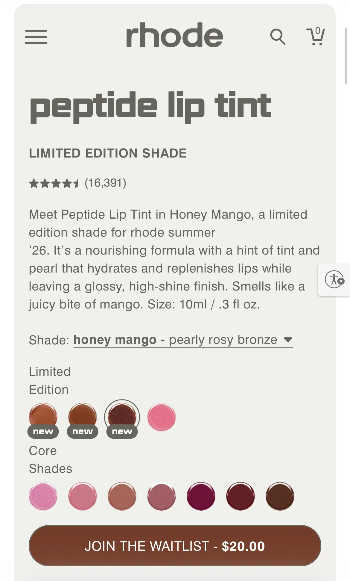 rhode peptide lip tint honey mango