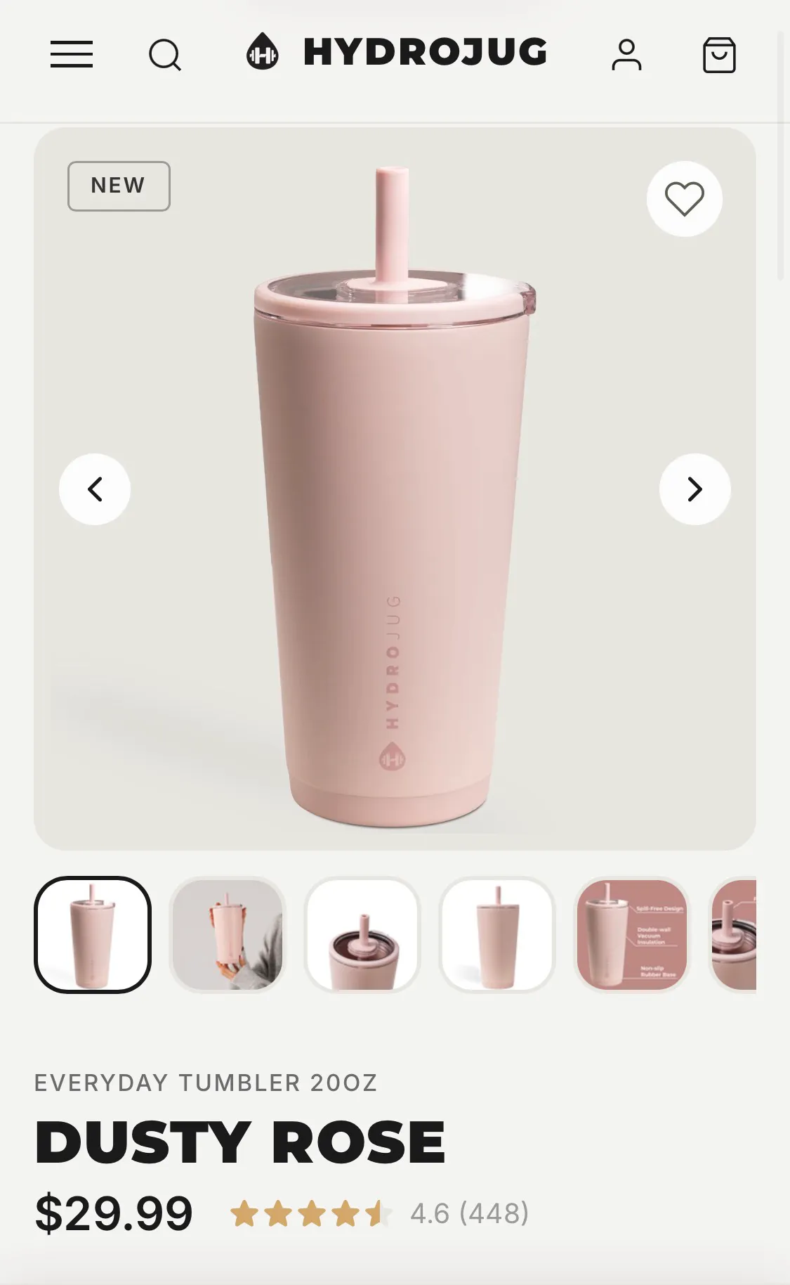 Hydrojug everyday tumbler 20oz Dusty pink