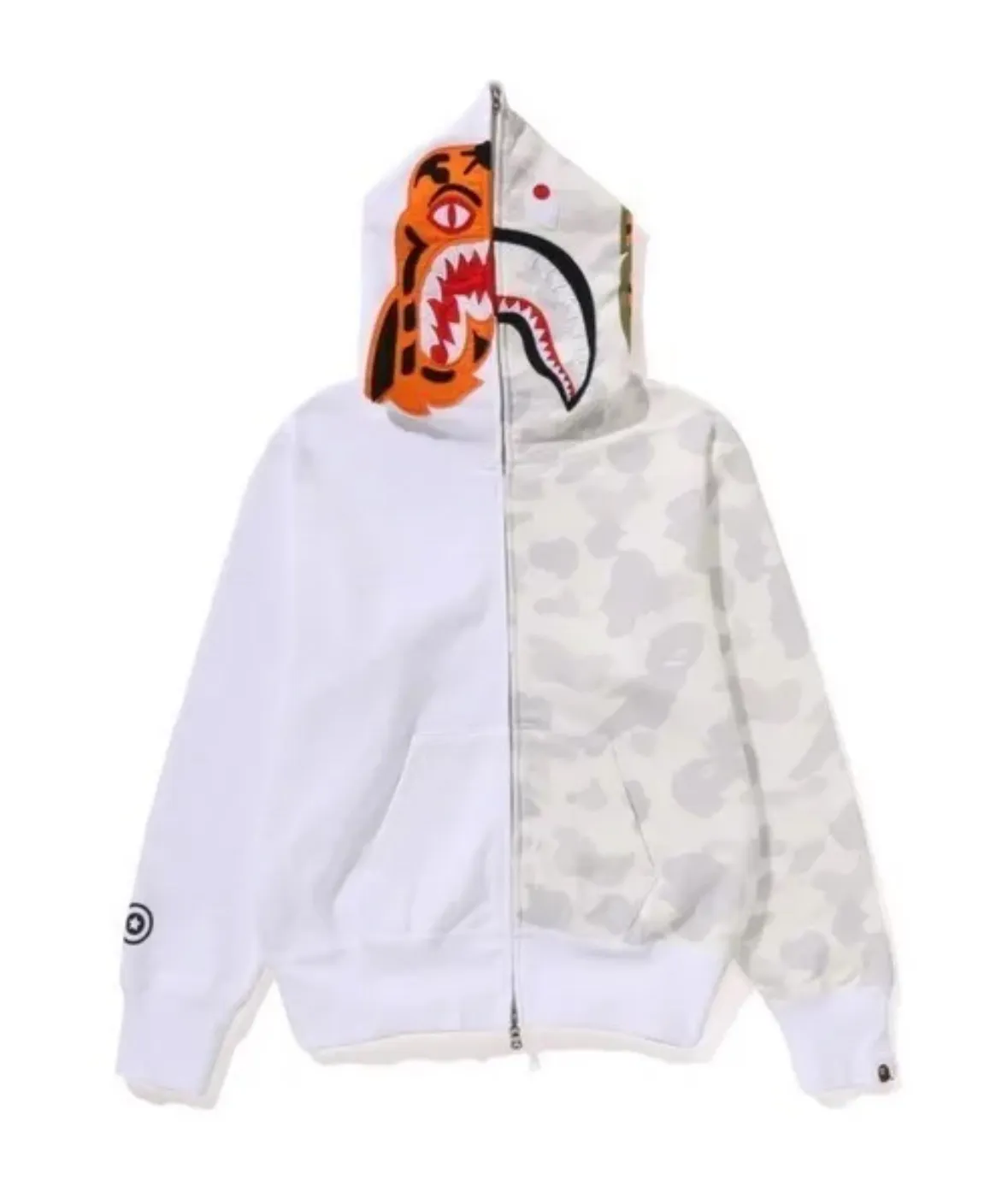 베이프 시티 카모 타이거 샤크 풀집 후디/화이트