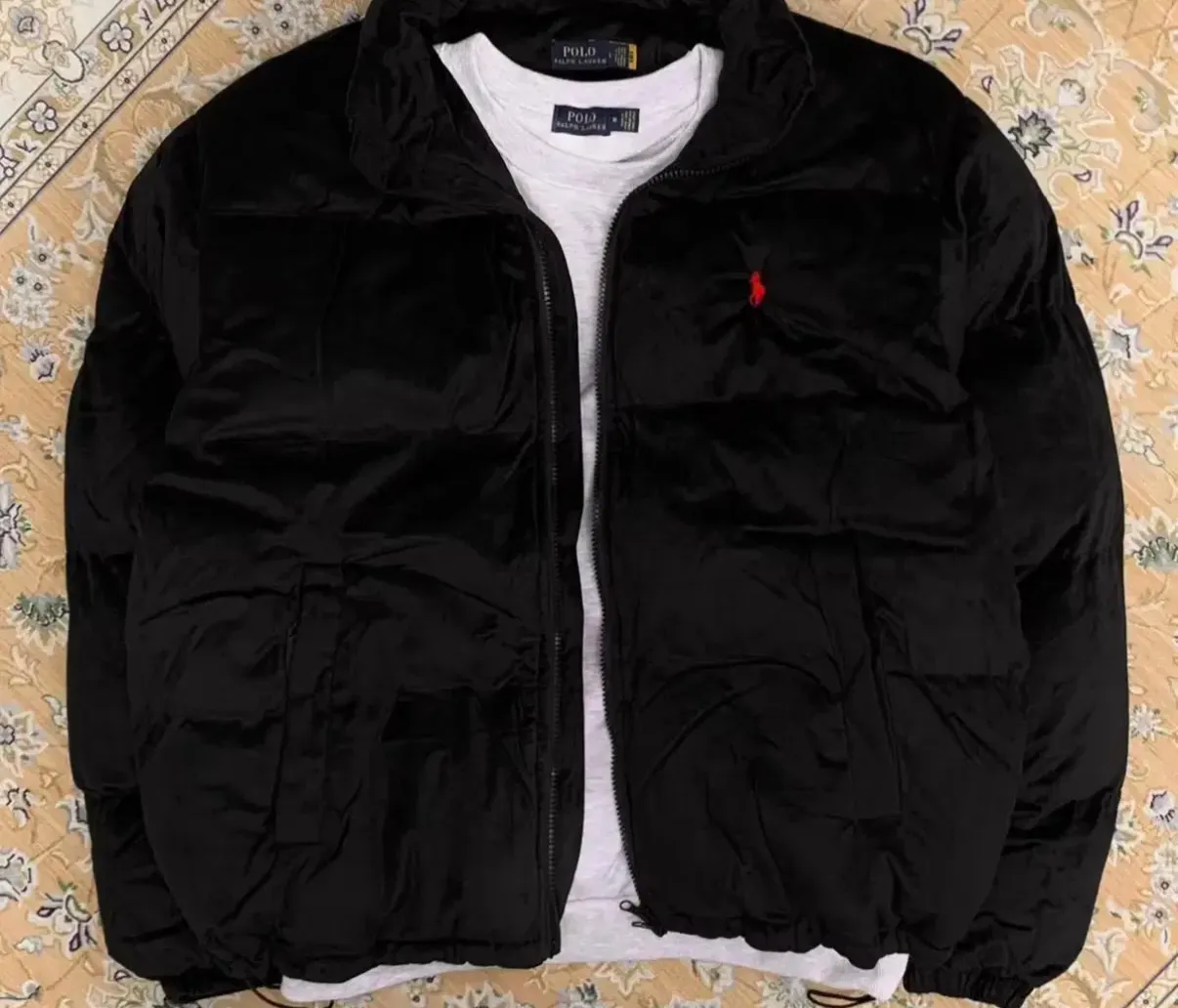 폴로 블랙 벨벳 스웨이드 패딩